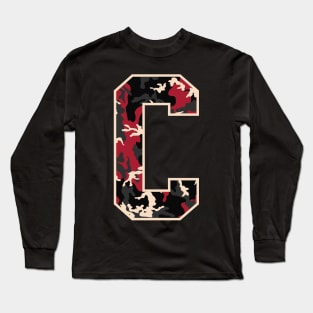 Initial Capital Letter C Camo Alphabet Gift Women Men Long Sleeve T-Shirt